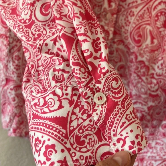 Talbots Paisley Pink/White Women’s ButtonDown Long Sleeve Blouse Sz 20W Like New - Picture 3 of 7